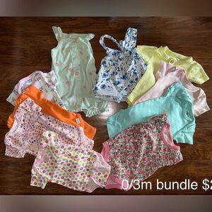 Carter's Kids Onesies, Bodysuit, Romper, Dress Bundle - Pastel, Floral